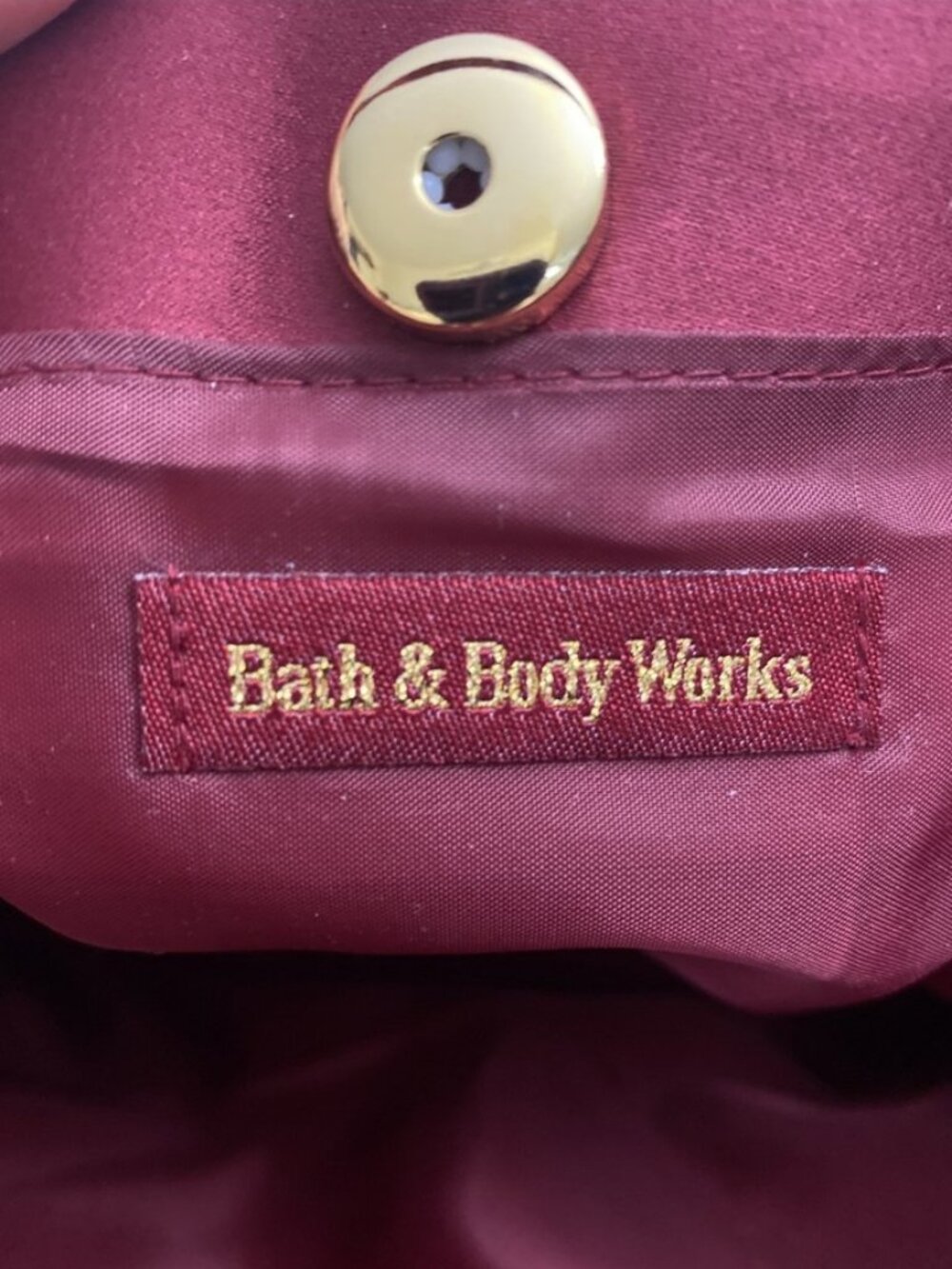 Nice Bath & Body Works Burgundy Tote Satin Velvet Stripes Roomy Purse/Handbag - Picture 3 of 15